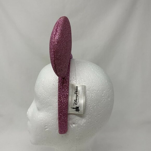 Disney Parks - Pink Glitter Minnie Mouse Headband Ears with Sparkly Gem on on to - Picture 3 of 12